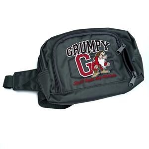 Vintage Walt Disney World grumpy fanny pack grey multi pockets adjustable strap